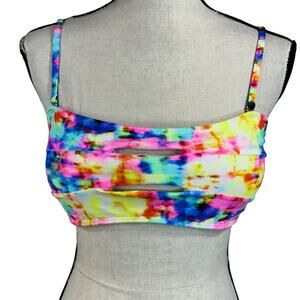 Blushing Brunette Boutique X-Large Bandeau Bikini Swim Top Tie-Dye Adjustable